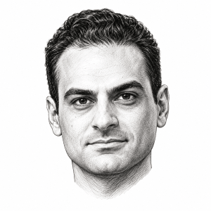 AI-generated head-only illustration of Abraham Hamadeh