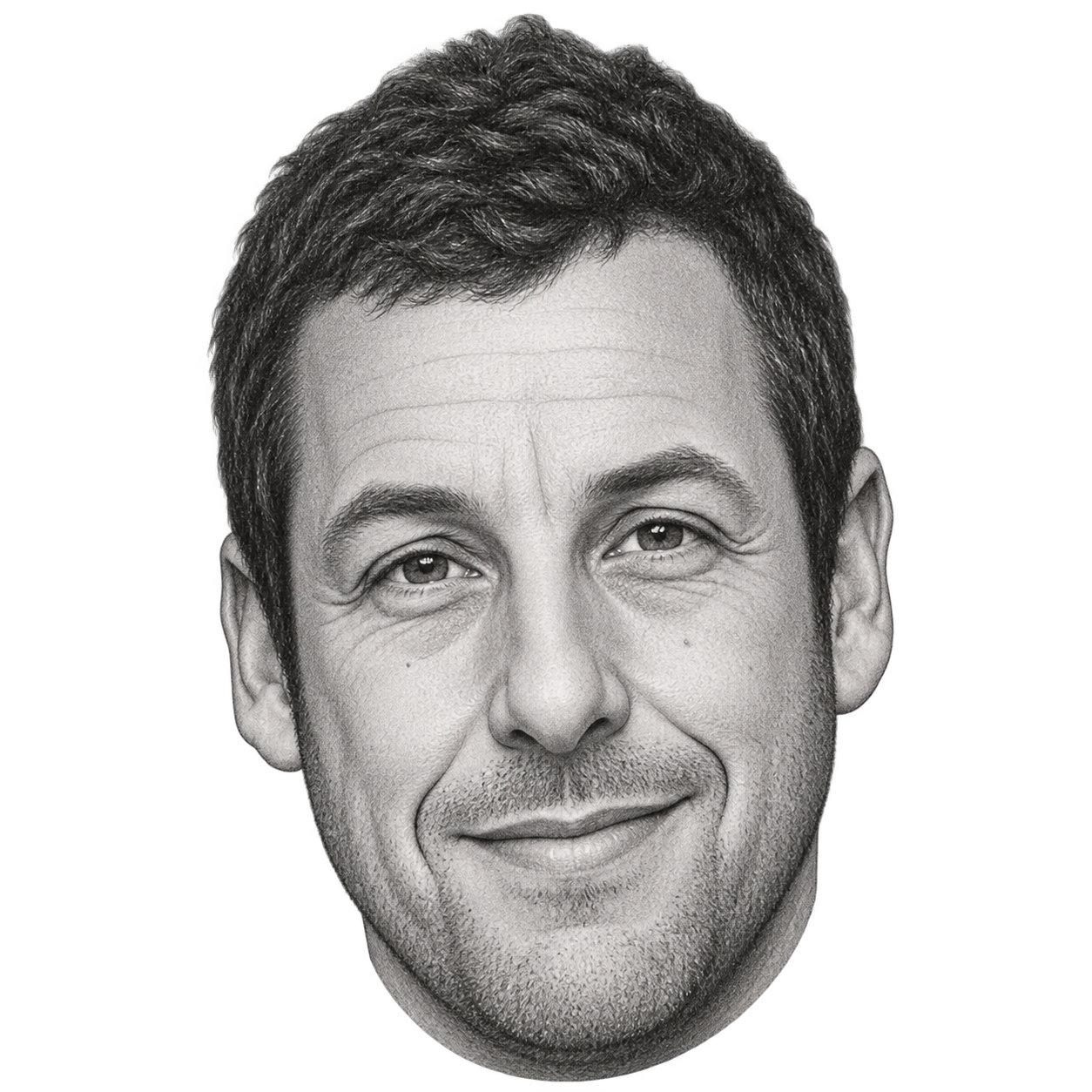 AI-generated pencil portrait of Adam Sandler