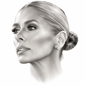 AI-assisted pencil portrait of Adriane Galisteu