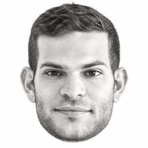 AI-assisted pencil head portrait of Alberto Levy