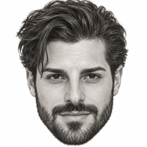 AI-assisted pencil head portrait of Alok