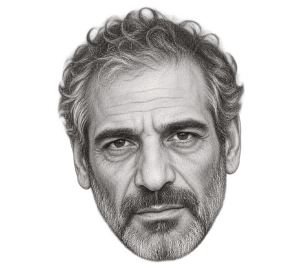 Pencil head portrait of Alon Aboutboul