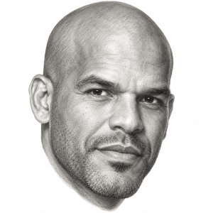 AI-generated pencil portrait of Amaury Nolasco
