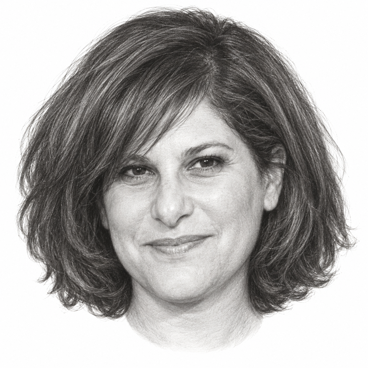 AI-generated pencil portrait of Amy Pascal