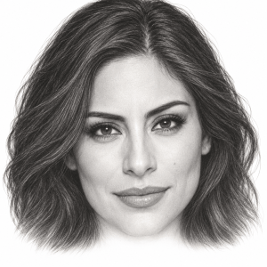AI-generated pencil portrait of Ana Brenda Contreras