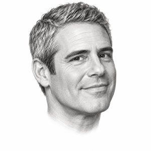 Pencil portrait illustration of Andy Cohen