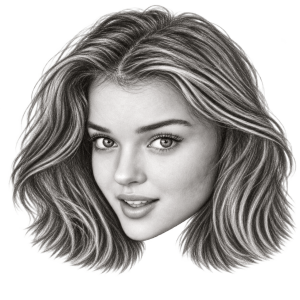 Head-only graphite portrait of Anna Zak