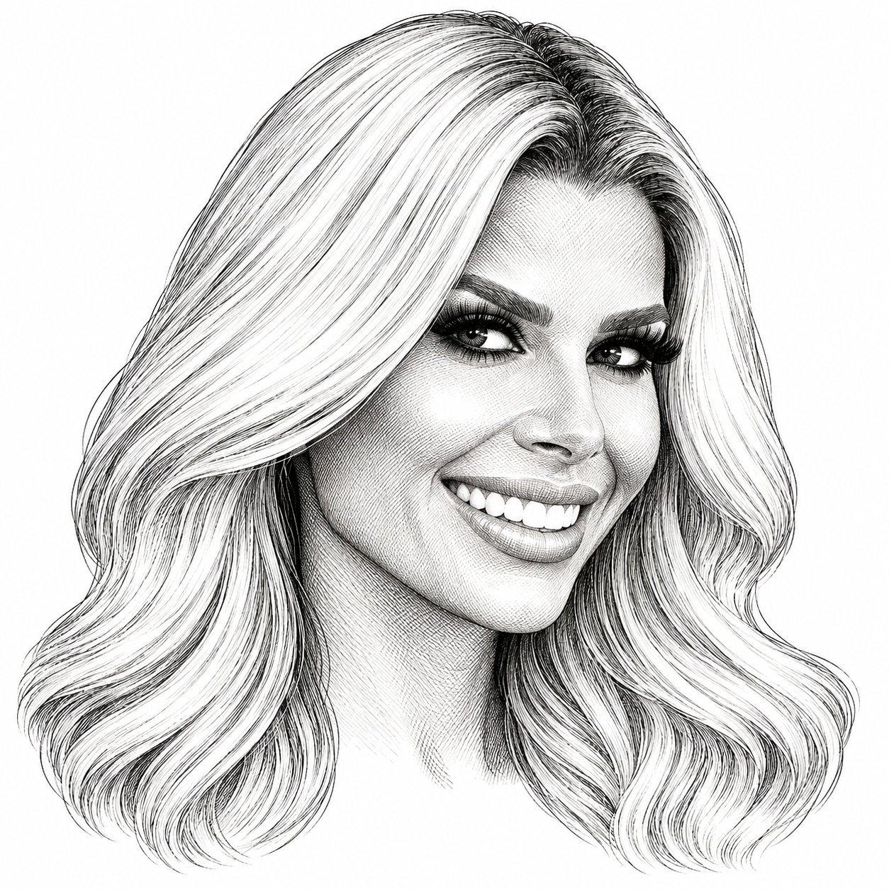 Black-and-white illustration of April Silverman