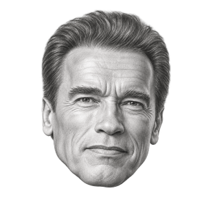 Pencil head portrait of Arnold Schwarzenegger