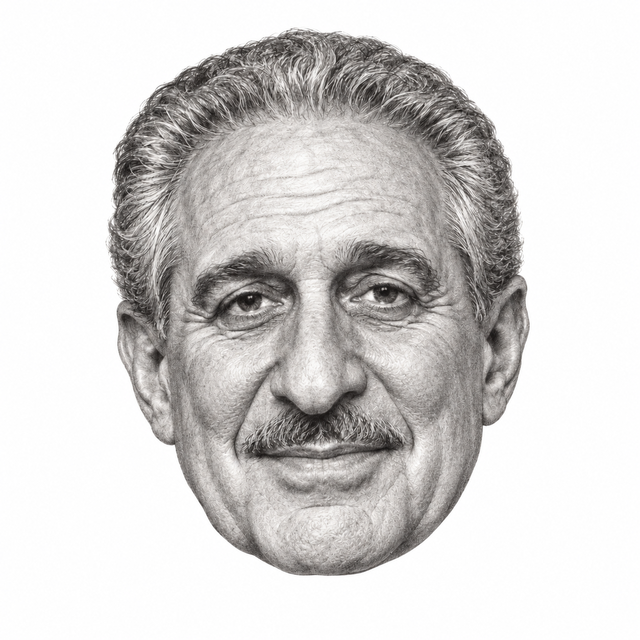 AI-generated head-only pencil portrait of Arthur Blank