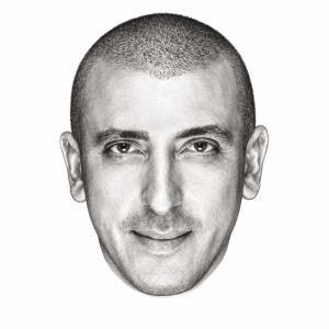AI-assisted head-only pencil portrait of Astrix