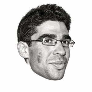 Head-only graphite portrait of Nadav Ben Yehuda