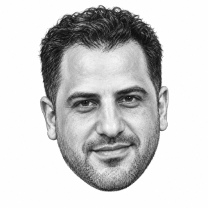Head-only graphite portrait of Robert Mizrachi