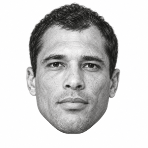 Head-only graphite portrait of Royce Gracie