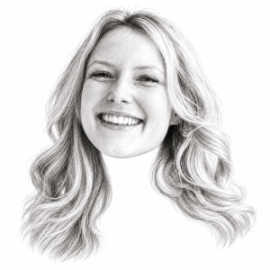 Head-only graphite portrait of Marina Andresen