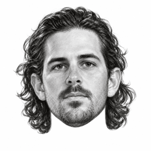 Head-only graphite portrait of Dean Kremer