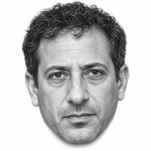 AI-assisted pencil head portrait of Avi Issacharoff