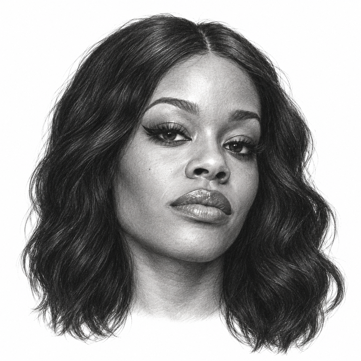 AI-generated pencil portrait of Azealia Banks