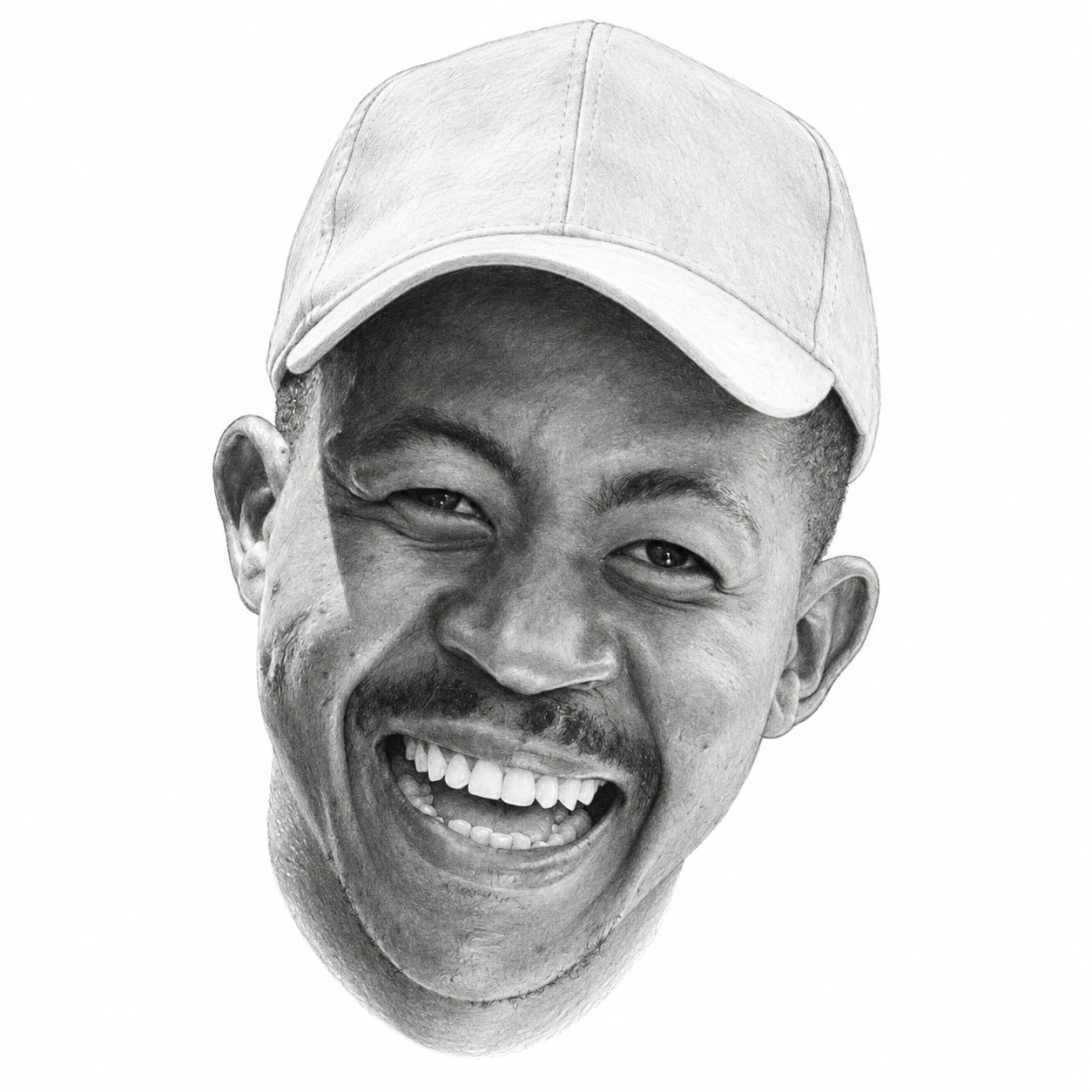 AI-assisted pencil portrait of Bafana Modise, also known as Bafana Bi