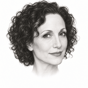 Pencil portrait illustration of Bebe Neuwirth