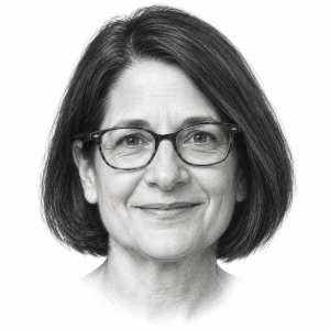 AI-generated pencil portrait of Becca Balint
