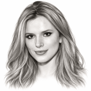 AI-assisted pencil portrait of Bella Thorne