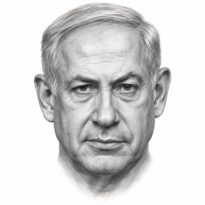 AI-generated pencil portrait of Benjamin Netanyahu