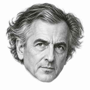 AI-assisted pencil portrait of Bernard-Henri Lévy