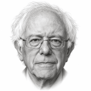 AI-generated pencil portrait of Bernie Sanders