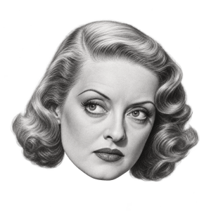 Pencil head portrait of Bette Davis