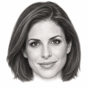 AI-assisted pencil head portrait of Bianna Golodryga