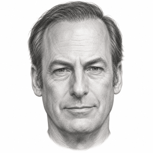 AI-generated pencil portrait of Bob Odenkirk
