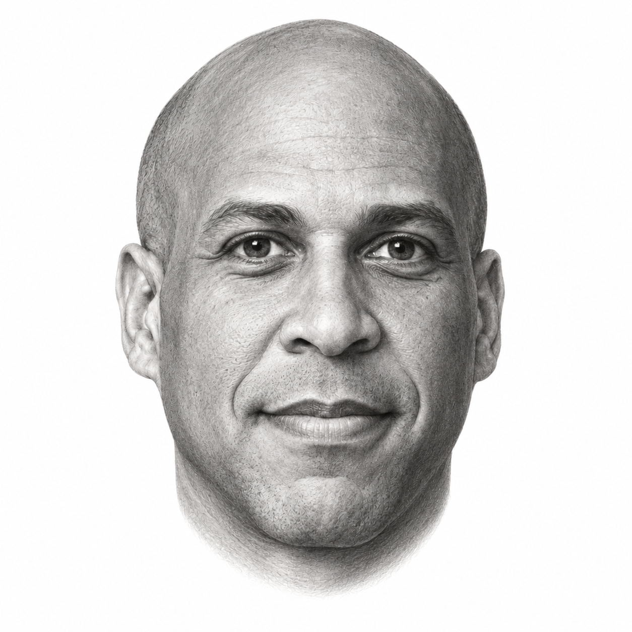 AI-generated pencil portrait of Cory Booker