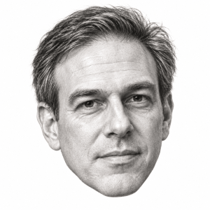 AI-assisted pencil portrait of Bret Stephens