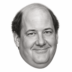 Head-only graphite portrait of Brian Baumgartner