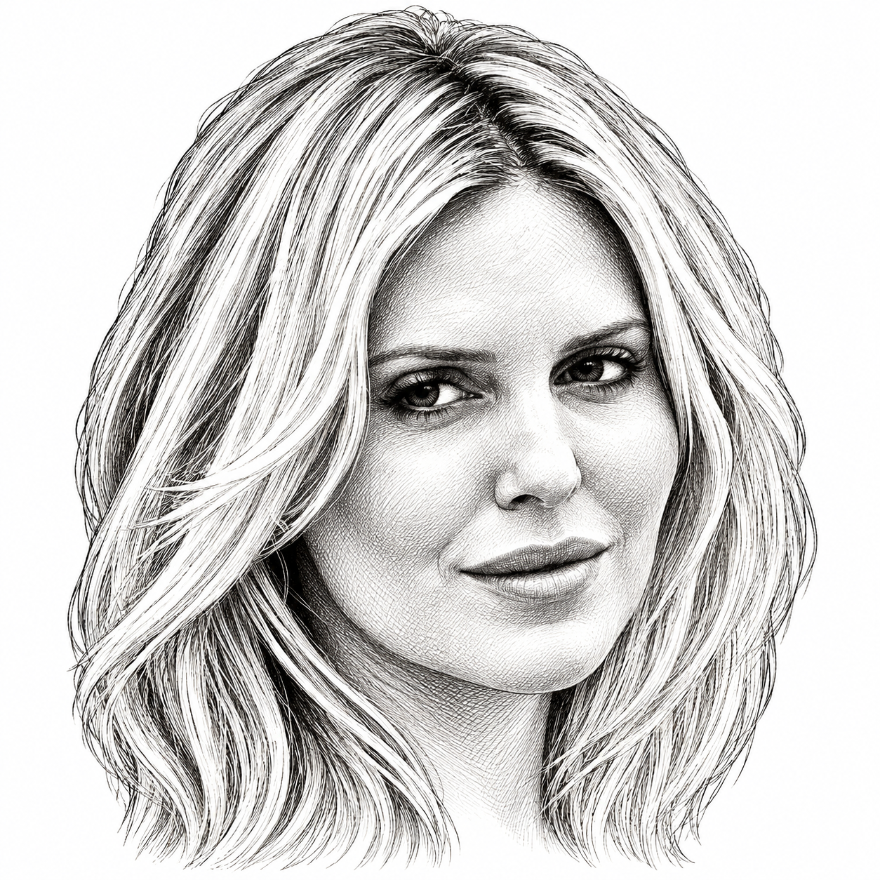 Black-and-white illustration of Brittney Hopper