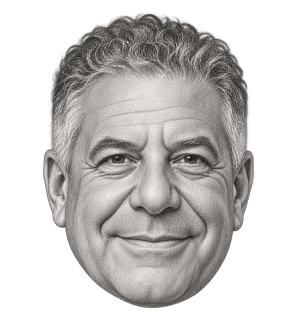 Pencil head portrait of Bruce Pearl