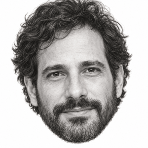 AI-assisted pencil head portrait of Caco Ciocler