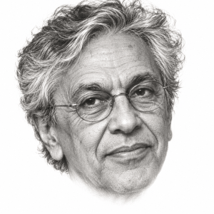 AI-generated pencil portrait of Caetano Veloso