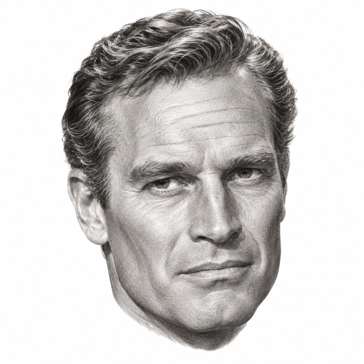 Pencil portrait illustration of Charlton Heston