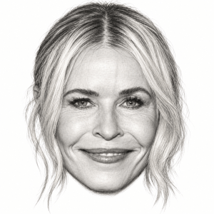 Head-only graphite portrait of Chelsea Handler