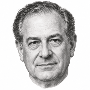 AI-generated pencil portrait of Chic Hecht