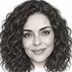 AI-assisted pencil head portrait of Claudia Ohana