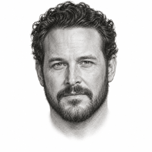 Pencil portrait illustration of Cole Hauser