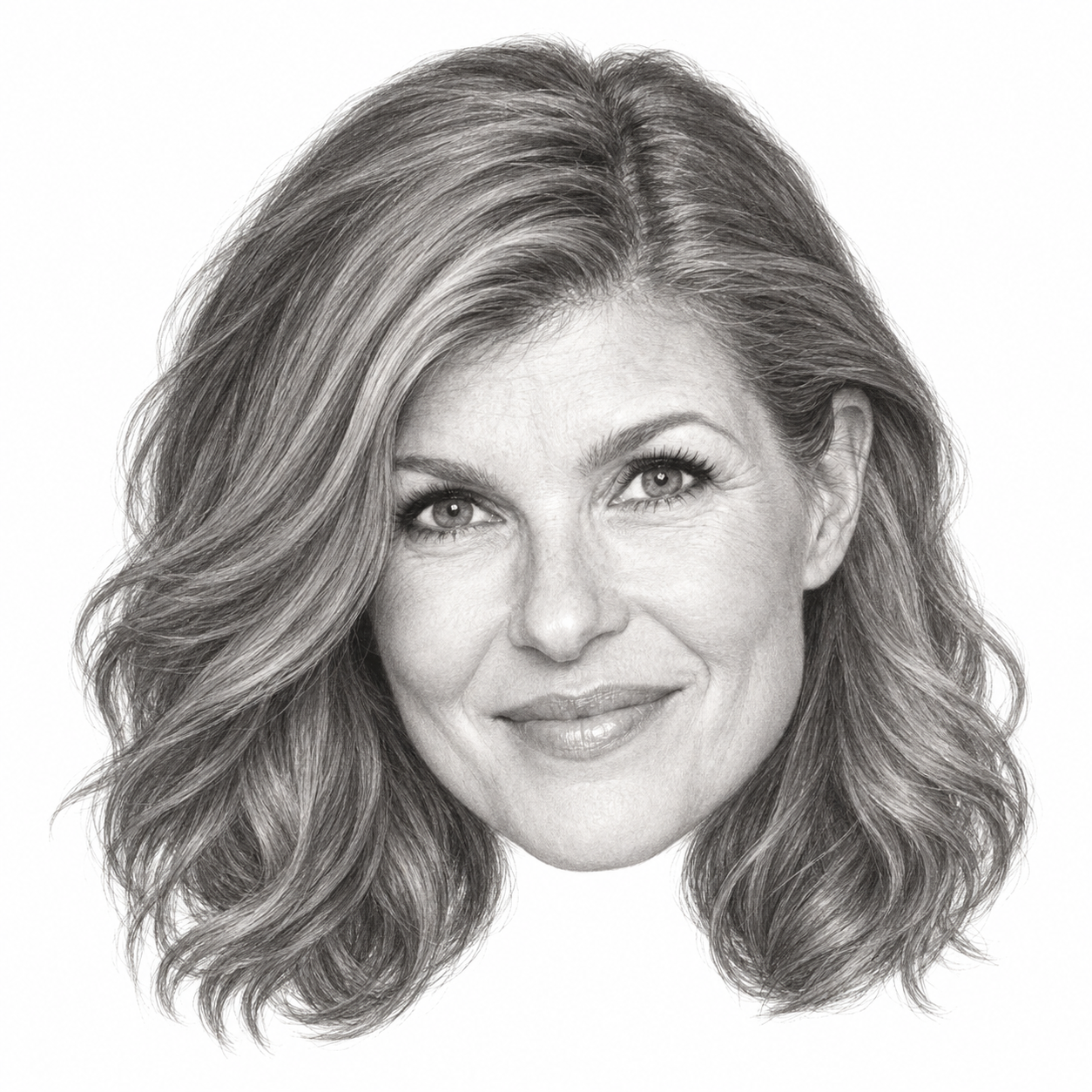 Graphite head portrait of Connie Britton
