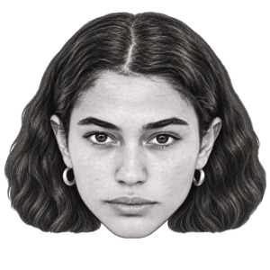 Head-only graphite portrait of Daniella Halfon