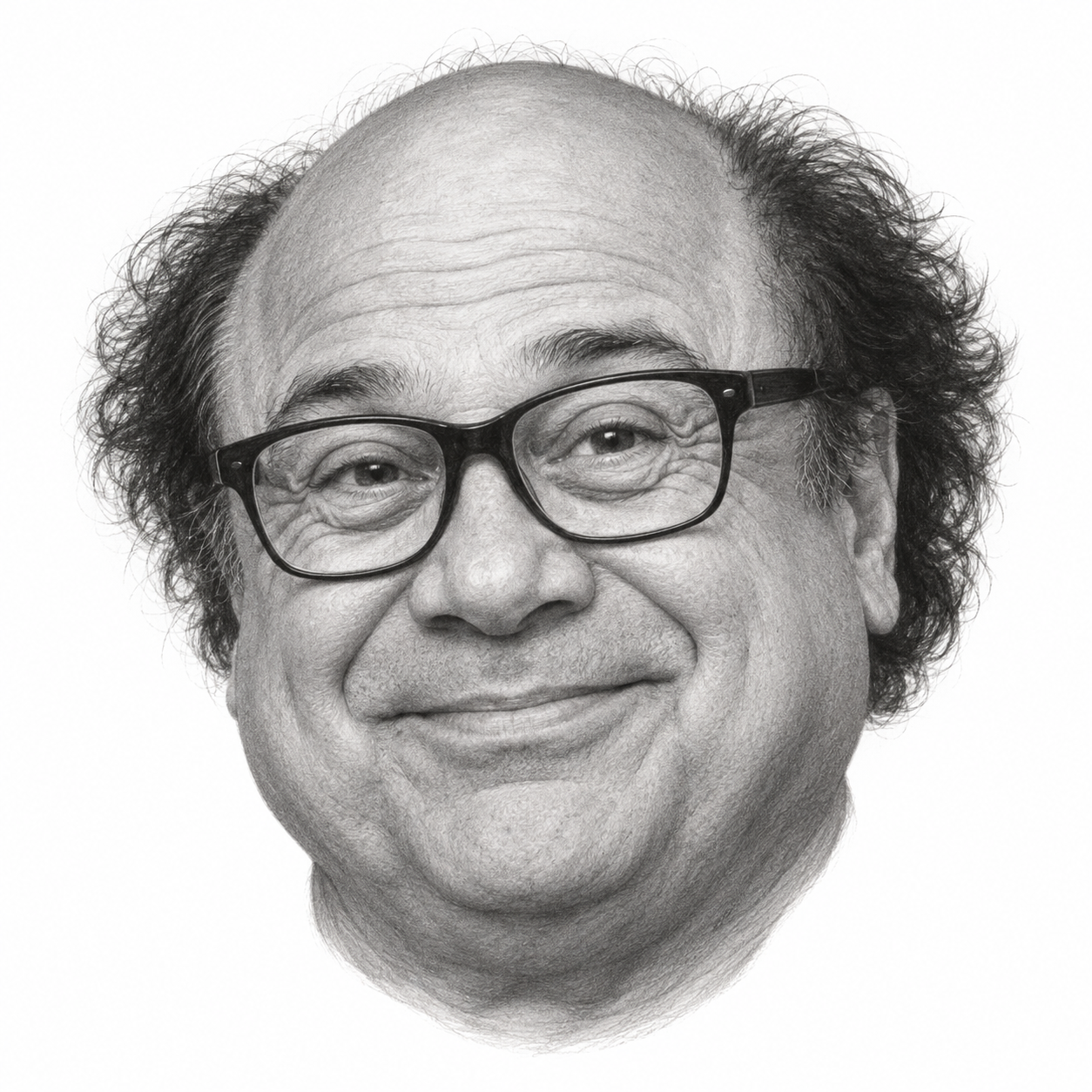 AI-generated pencil portrait of Danny DeVito