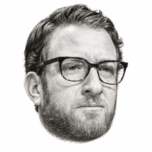 Pencil head portrait of Dave Portnoy