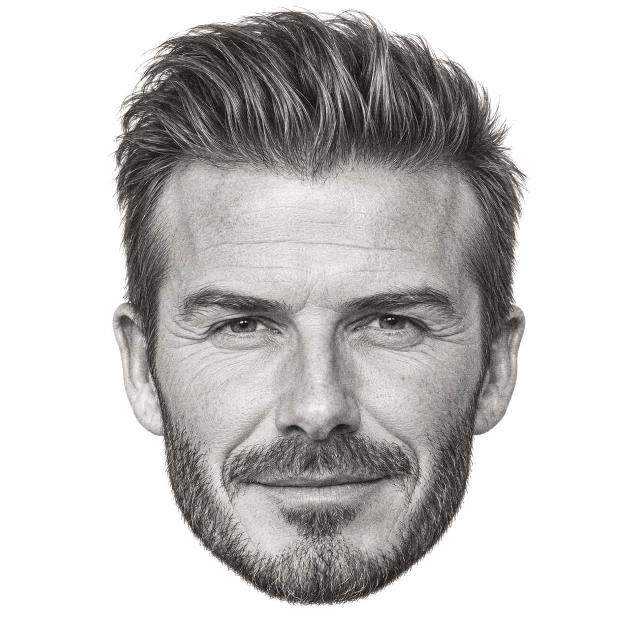 Graphite head portrait of David Beckham