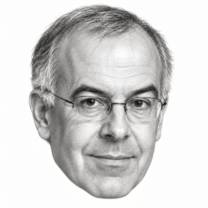 AI-assisted pencil portrait of David Brooks
